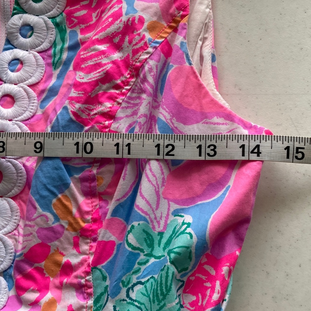Lilly Pulitzer Pink Floral Sleeveless Shift Dress with White Trim - Picture 8 of 9